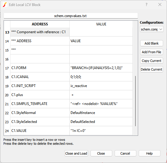 local LCV dialog
